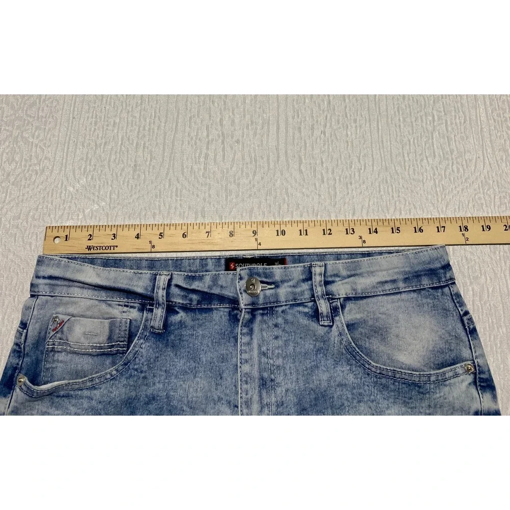 Southpole Denim Shorts Moto‎ Style Acid Wash Slim Fit Mens Size 32 Distressed